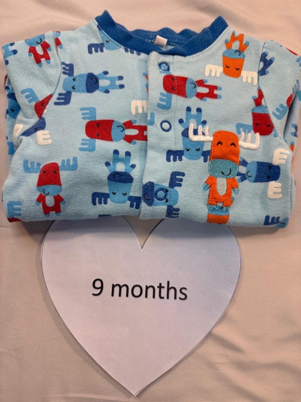 Pekkle Blue and Red Moose Print Baby Onesie Sleeper